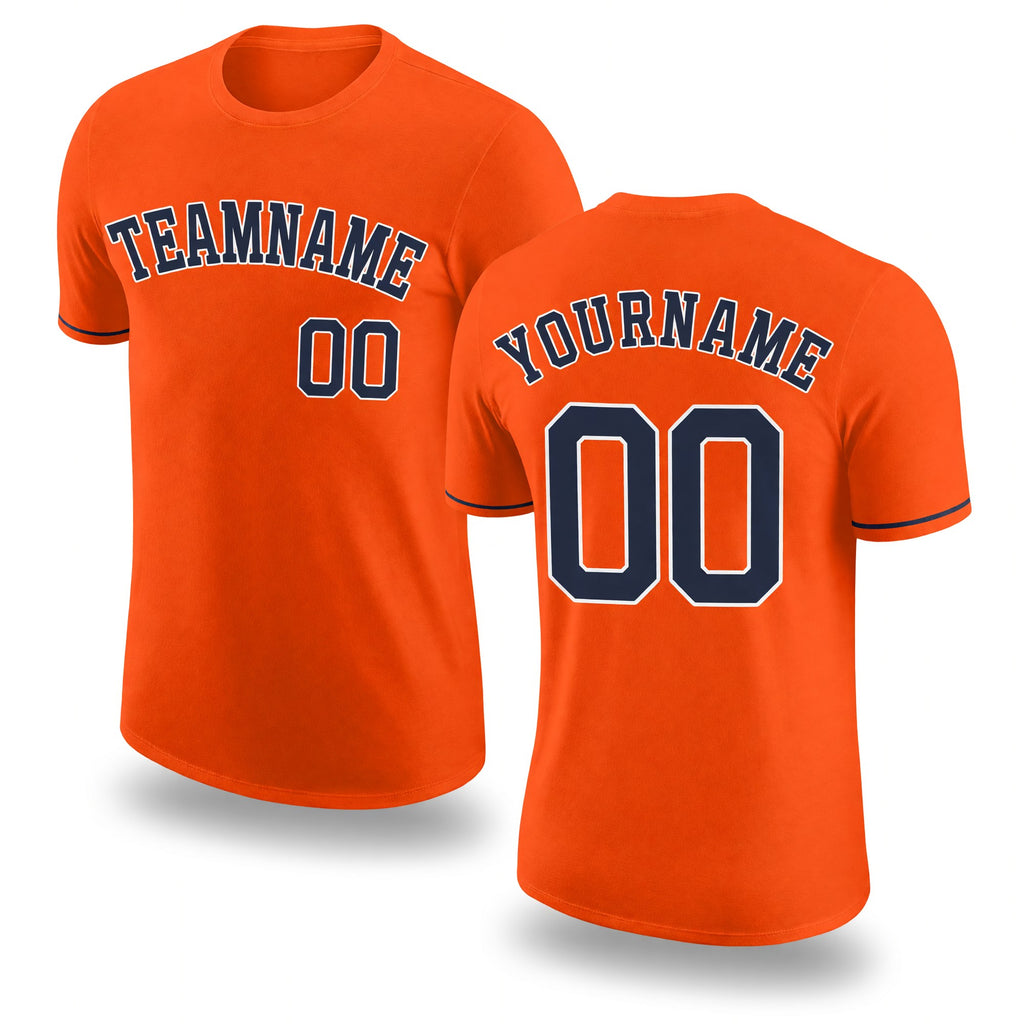 Custom Orange Navy-White Performance T-Shirt