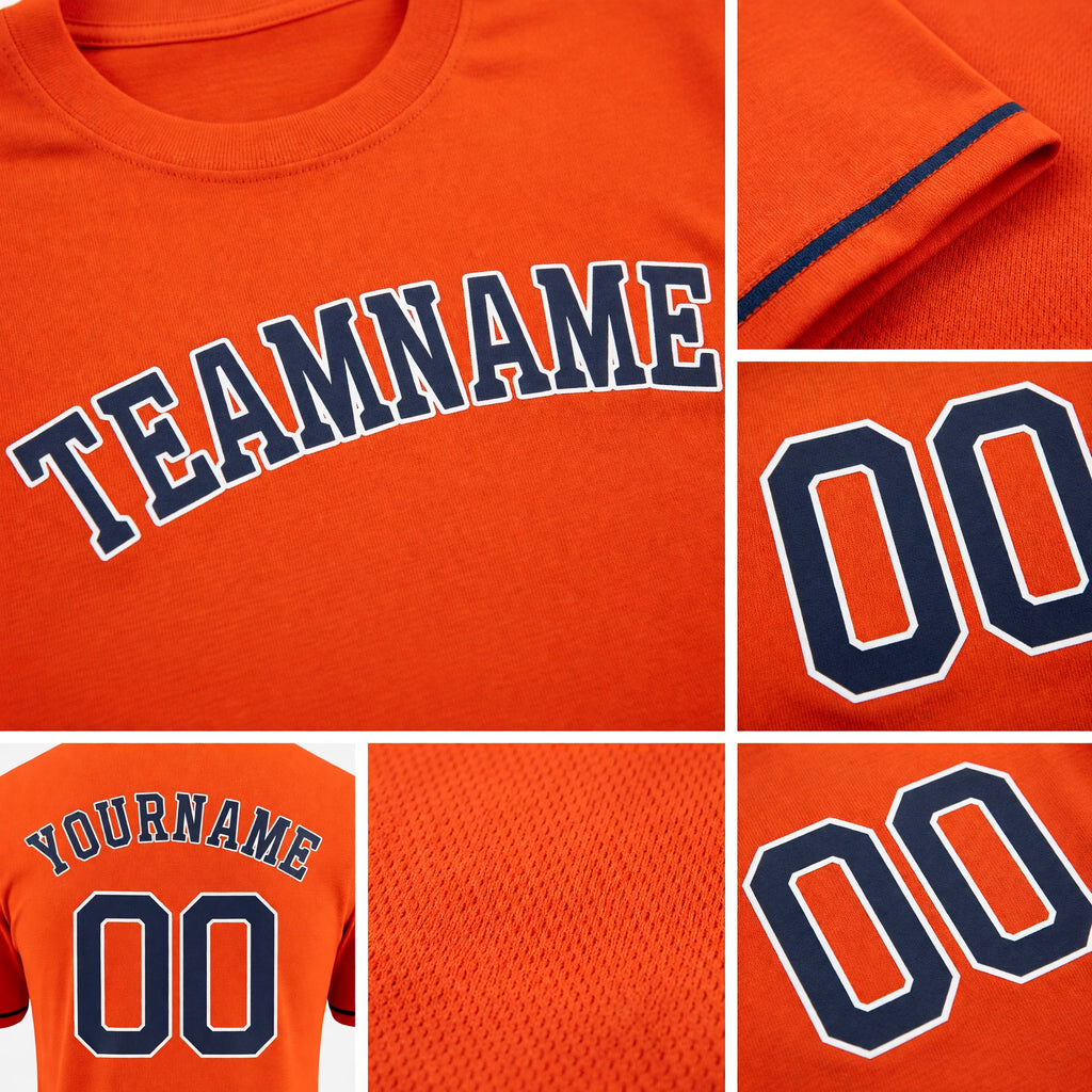 Custom Orange Navy-White Performance T-Shirt detail
