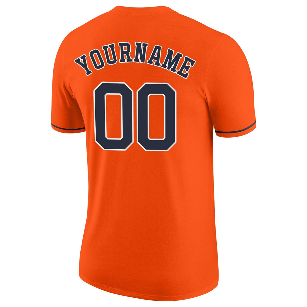 Custom Orange Navy-White Performance T-Shirt photo 4