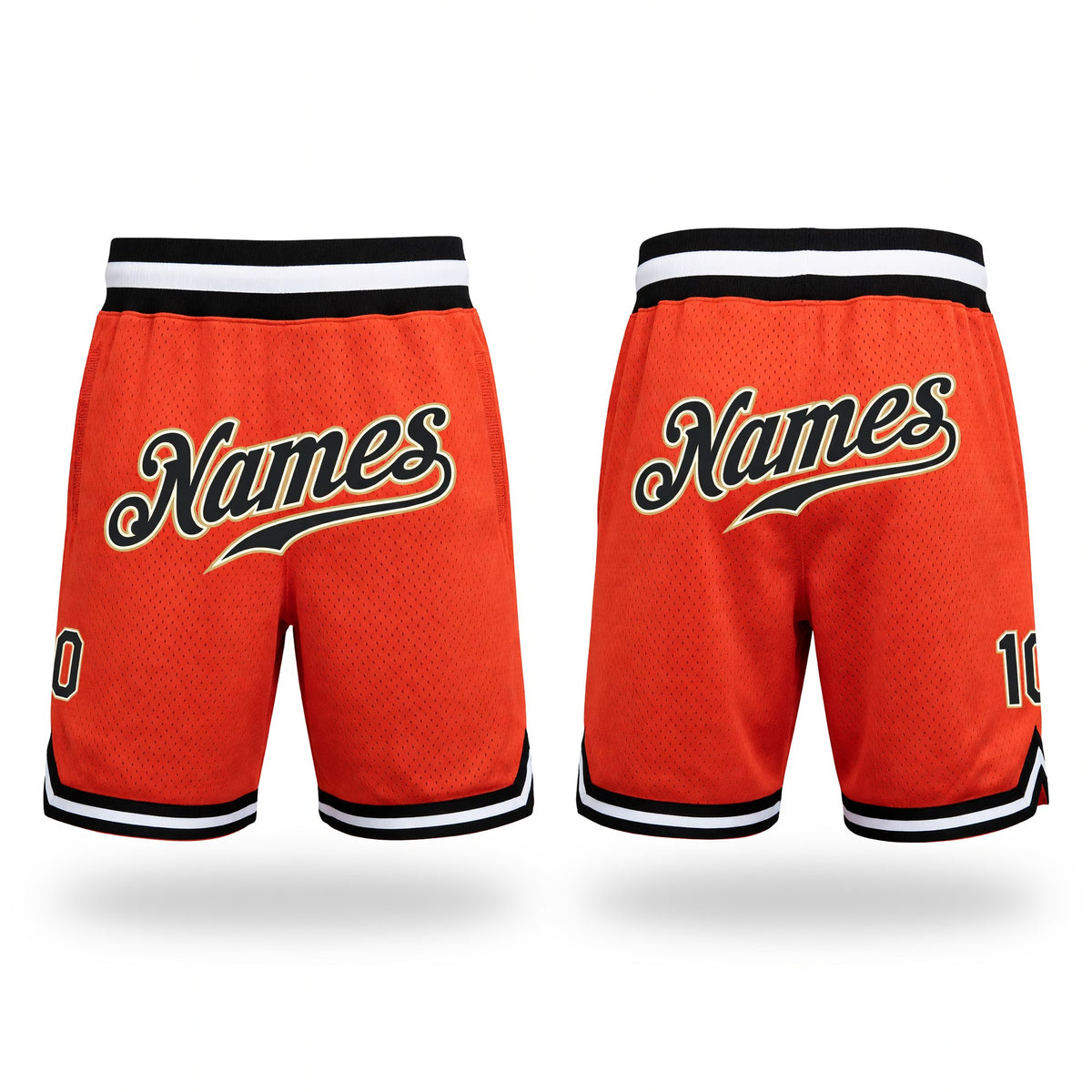 Custom Orange Black-Old Gold Authentic Throwback Basketball Shorts