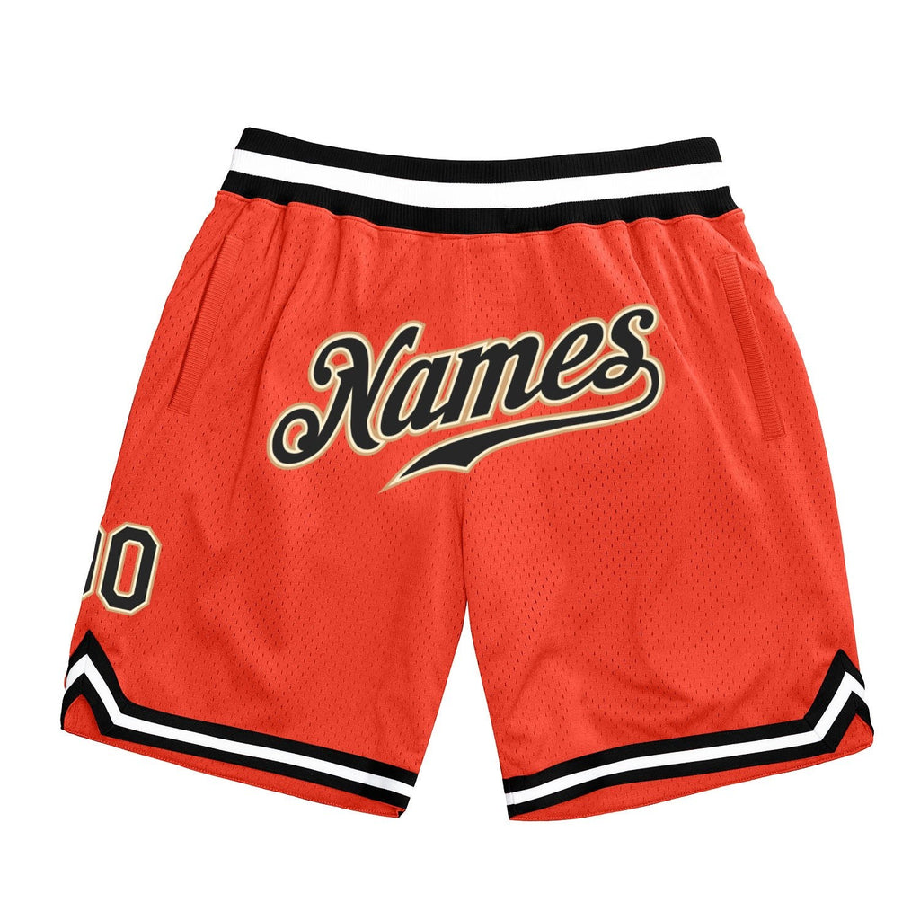 Custom Orange Black-Old Gold Authentic Throwback Basketball Shorts photo 1