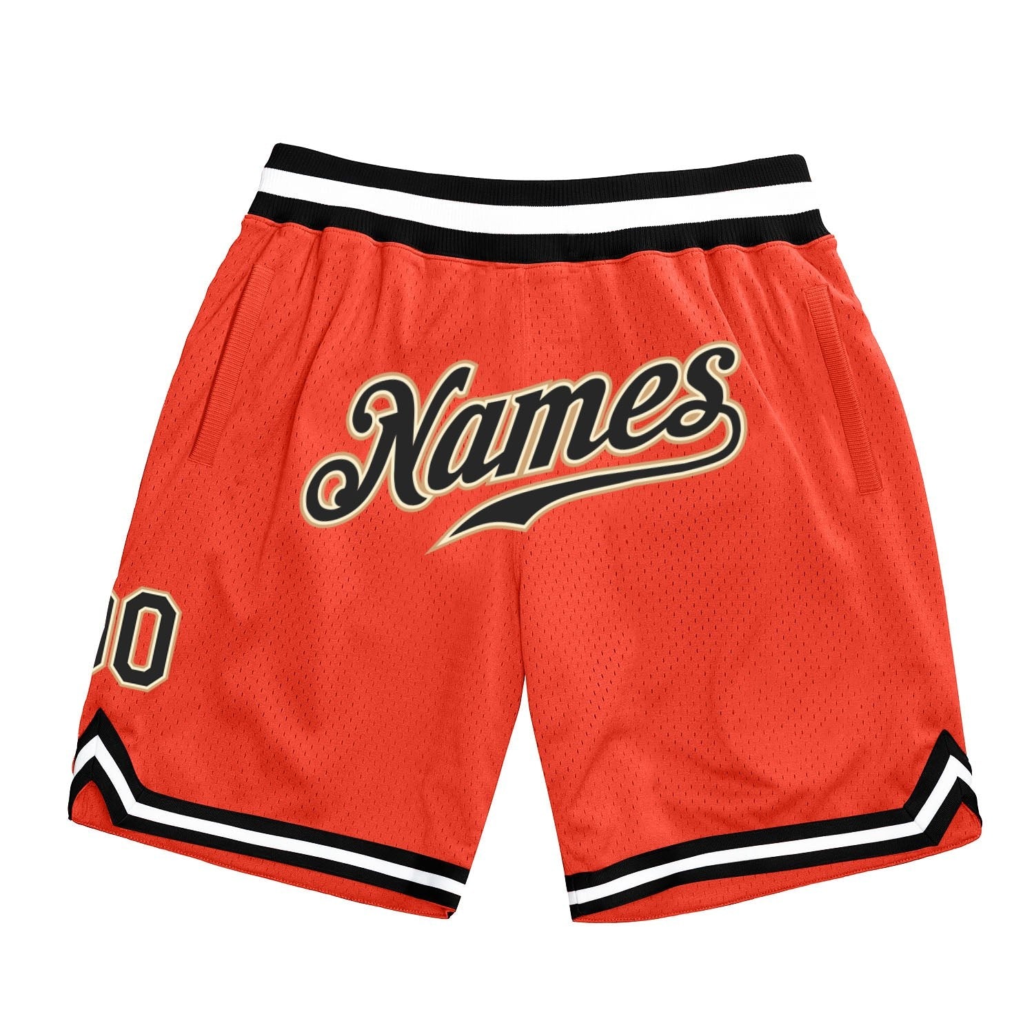 Custom Orange Black-Old Gold Authentic Throwback Basketball Shorts photo 1