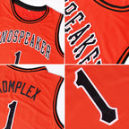Custom Orange Navy-Gold Authentic Throwback Basketball Jersey photo 4