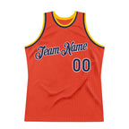 Custom Orange Navy-Gold Authentic Throwback Basketball Jersey photo 6