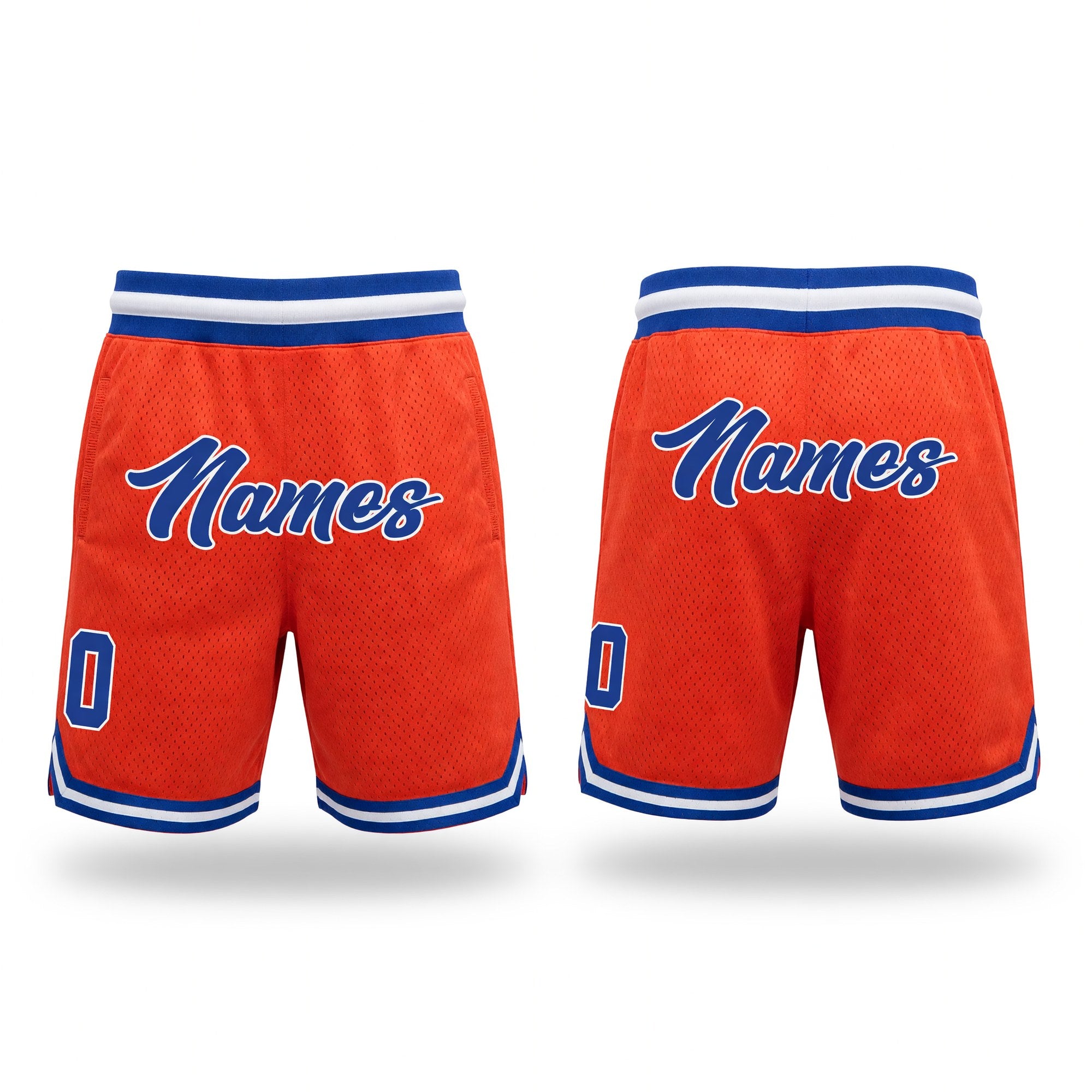 Custom Orange Royal-White Authentic Throwback Basketball Shorts