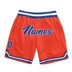Custom Orange Royal-White Authentic Throwback Basketball Shorts photo 1