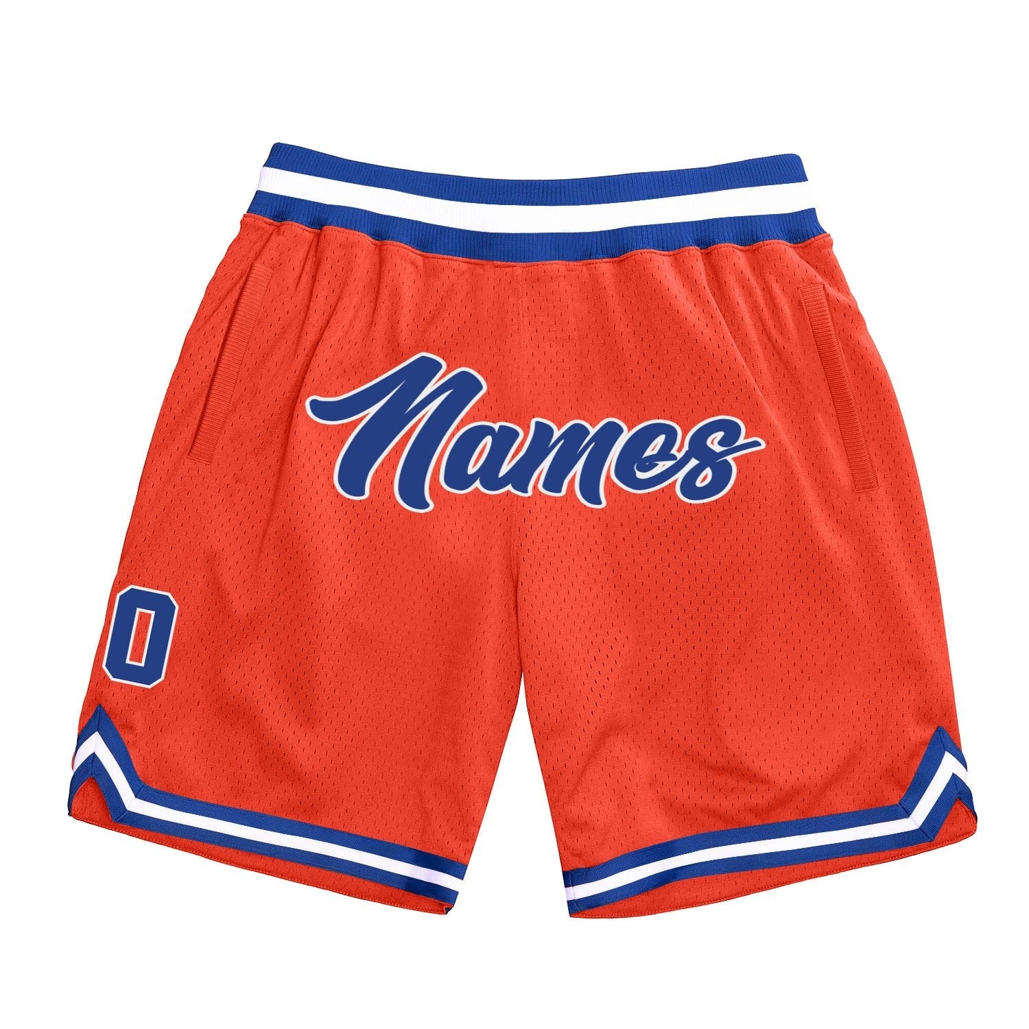 Custom Orange Royal-White Authentic Throwback Basketball Shorts photo 1