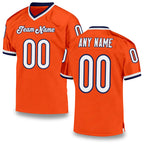 Custom Orange White-Navy Mesh Authentic Throwback Football Jersey