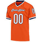 Custom Orange White-Navy Mesh Authentic Throwback Football Jersey photo 2