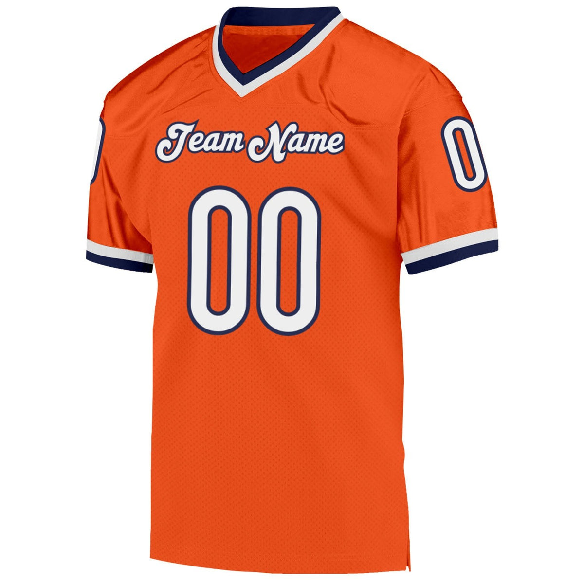 Custom Orange White-Navy Mesh Authentic Throwback Football Jersey photo 2