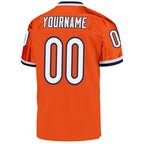 Custom Orange White-Navy Mesh Authentic Throwback Football Jersey photo 3