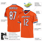 Custom Orange White-Navy Mesh Authentic Throwback Football Jersey photo 4