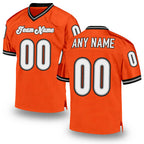Custom Orange White-Black Mesh Authentic Throwback Football Jersey