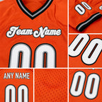 Custom Orange White-Black Mesh Authentic Throwback Football Jersey detail