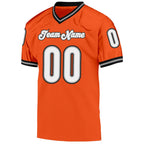 Custom Orange White-Black Mesh Authentic Throwback Football Jersey photo 2