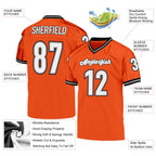 Custom Orange White-Black Mesh Authentic Throwback Football Jersey photo 4