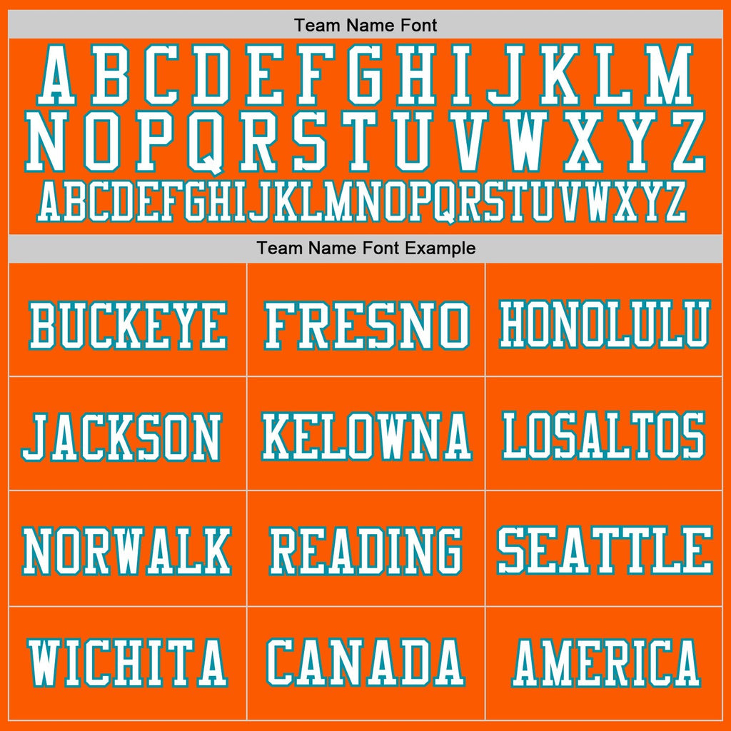 Custom Orange White-Teal Mesh Authentic Throwback Football Jersey photo 1