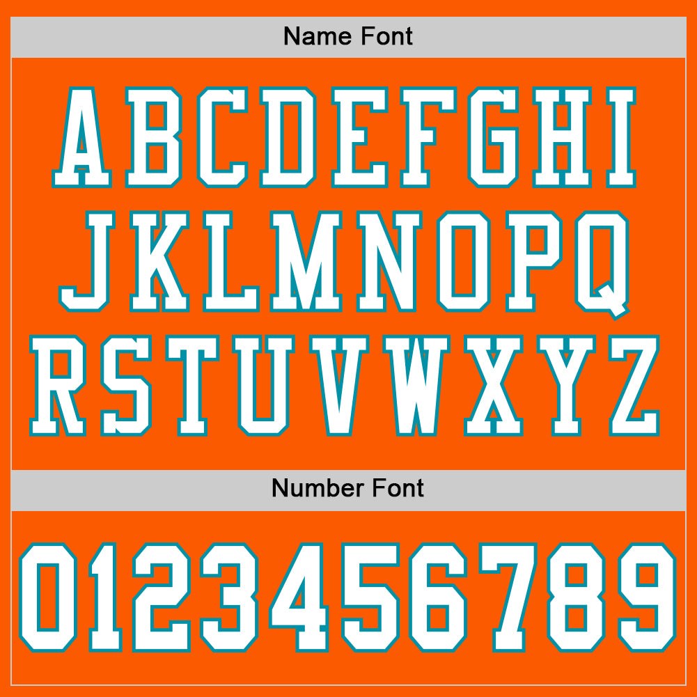 Custom Orange White-Teal Mesh Authentic Throwback Football Jersey photo 2