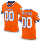 Custom Orange White-Royal Mesh Authentic Throwback Football Jersey