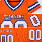 Custom Orange White-Royal Mesh Authentic Throwback Football Jersey detail