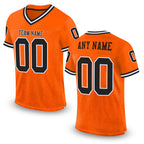 Custom Orange Black-White Mesh Authentic Throwback Football Jersey