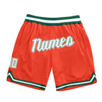 Custom Orange White-Hunter Green Authentic Throwback Basketball Shorts photo 1