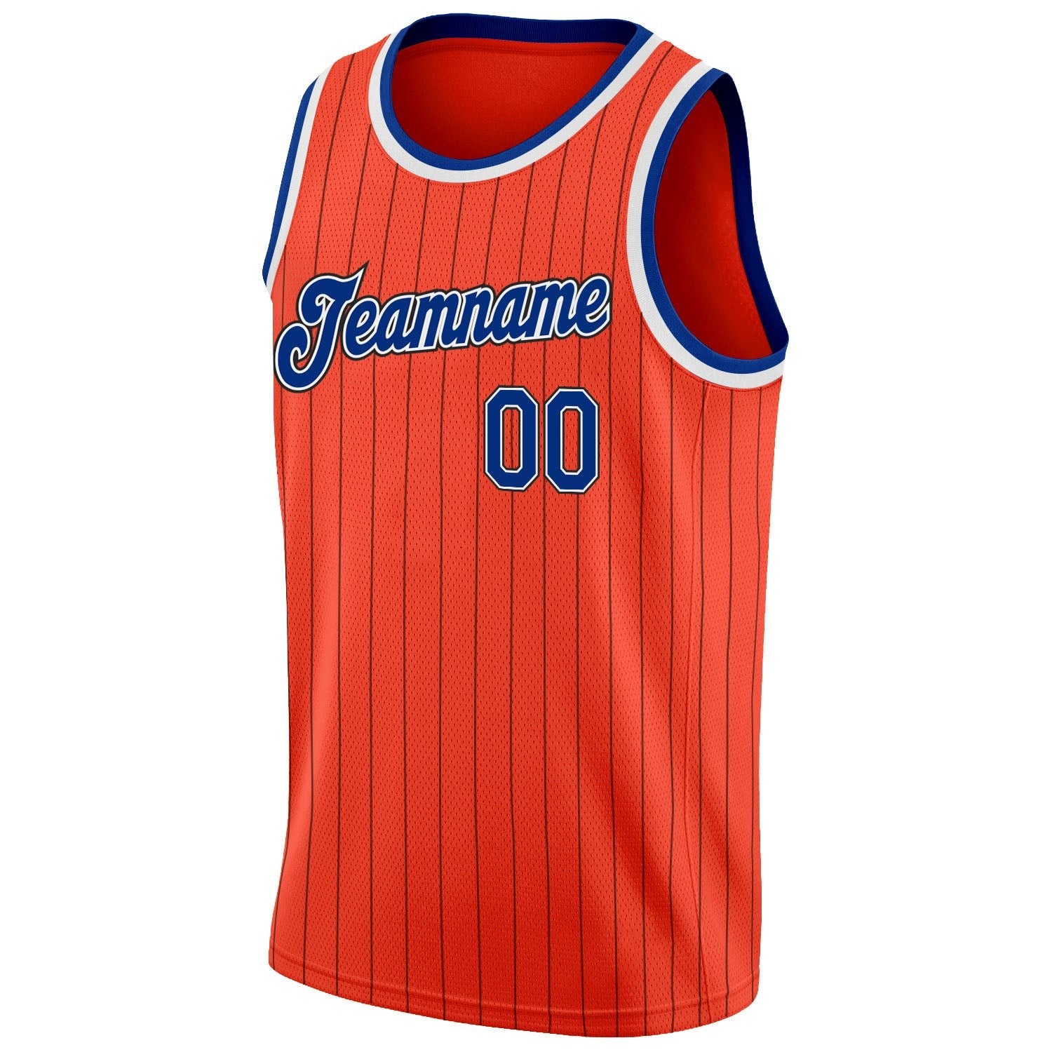 Custom Orange Black Pinstripe Royal-White Authentic Basketball Jersey photo 4