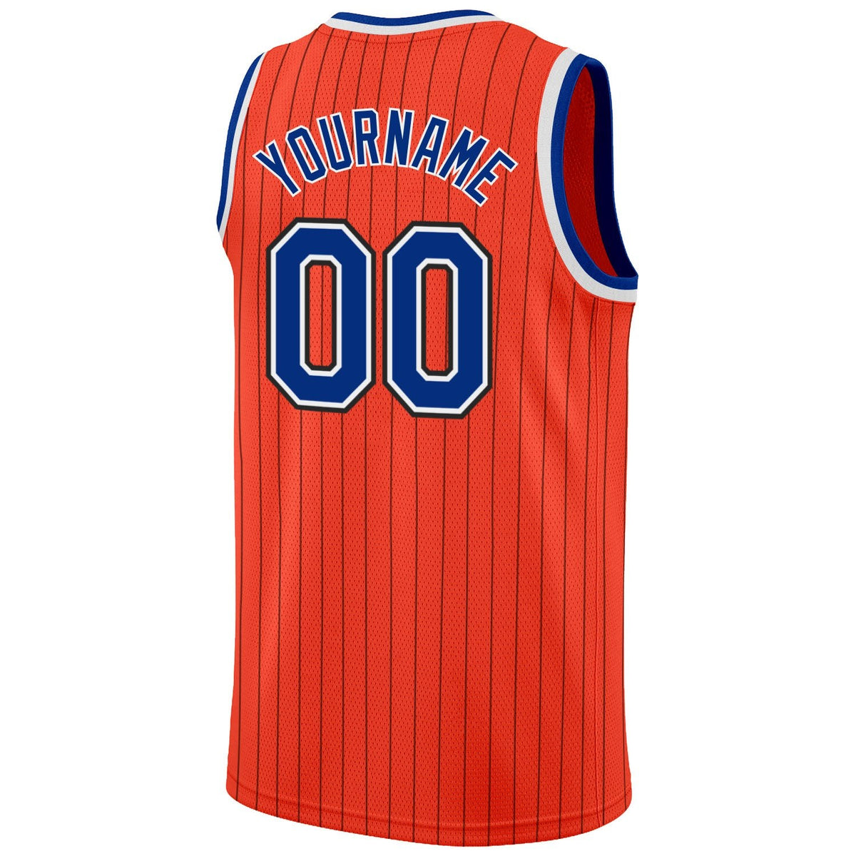Custom Orange Black Pinstripe Royal-White Authentic Basketball Jersey photo 5