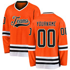 Custom Orange Black-Old Gold Hockey Jersey