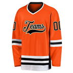 Custom Orange Black-Old Gold Hockey Jersey photo 2