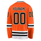 Custom Orange Black-Old Gold Hockey Jersey photo 3