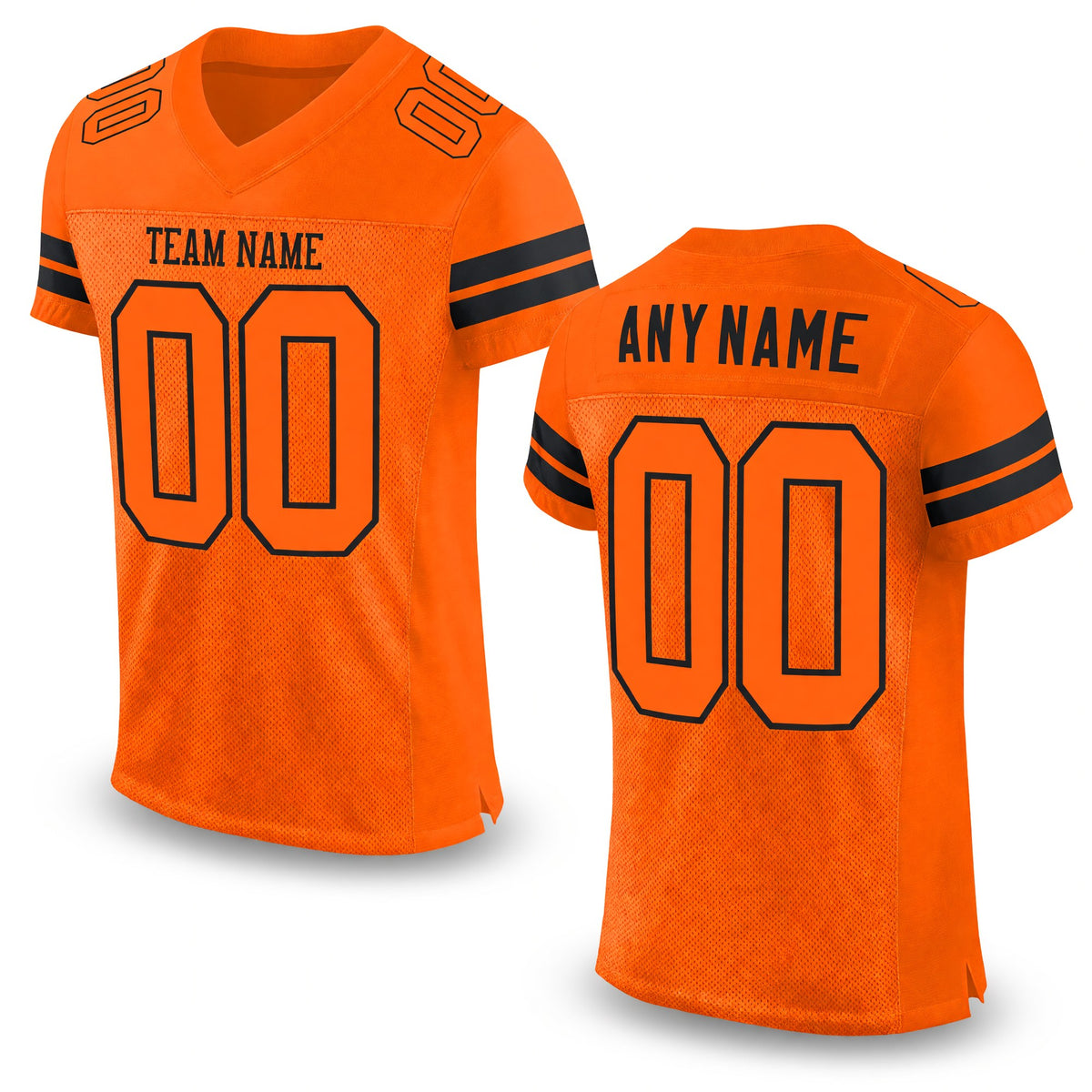Custom Orange Orange-Black Mesh Authentic Football Jersey