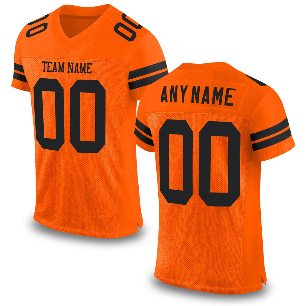 Custom Orange Black Mesh Authentic Football Jersey