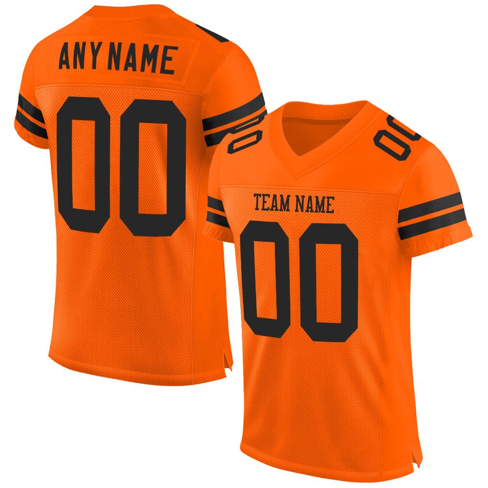 Custom Orange Black Mesh Authentic Football Jersey photo 1
