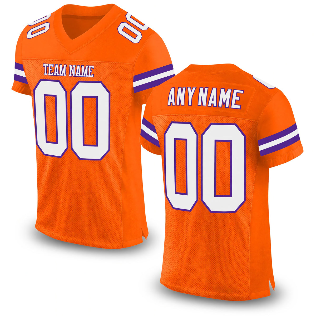 Custom Orange White-Purple Mesh Authentic Football Jersey