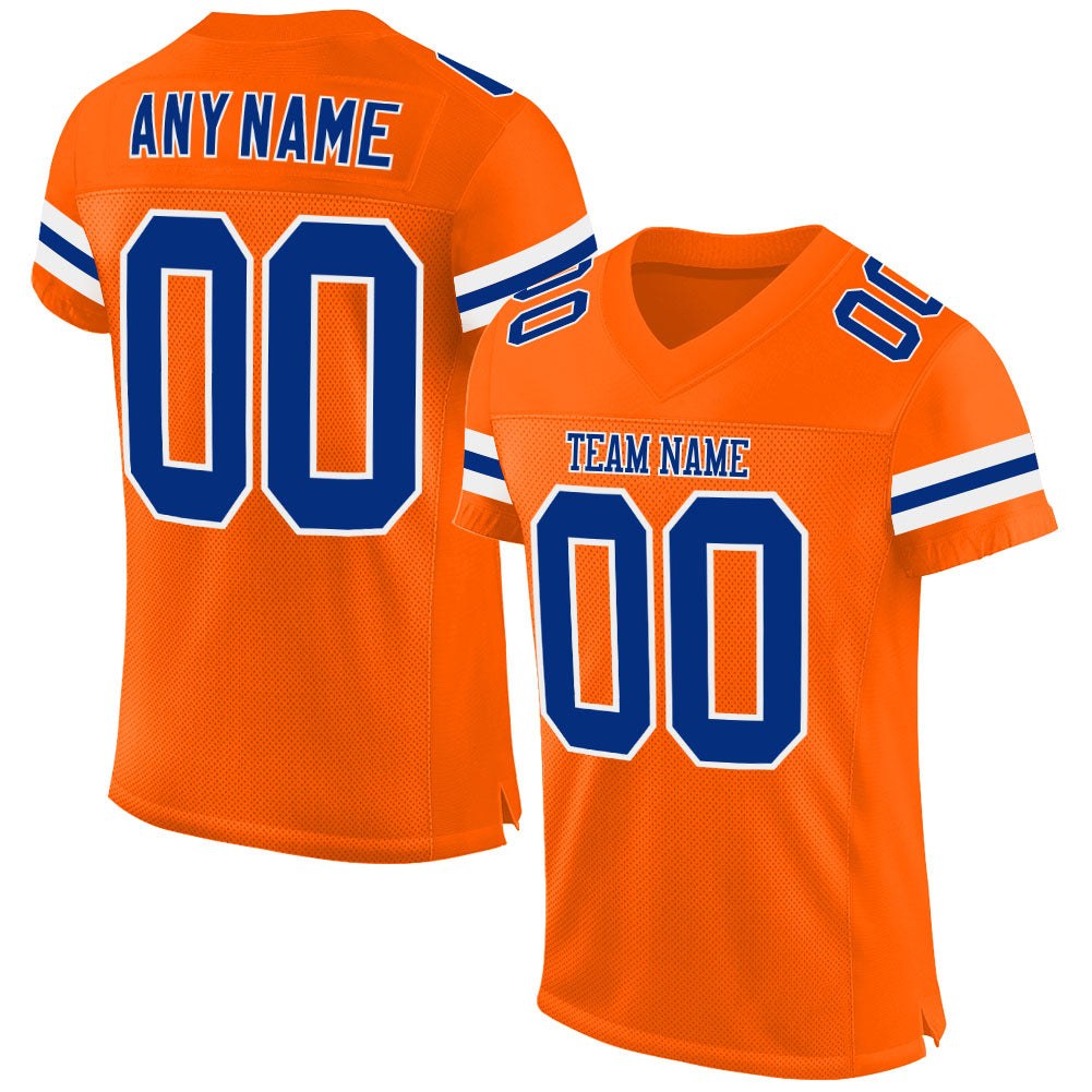 build white orange football royal jersey authentic mesh orange0140