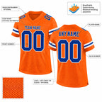 Custom Orange Mesh Authentic Football Jersey with Royal and White Lettering Design 0140 customization guide