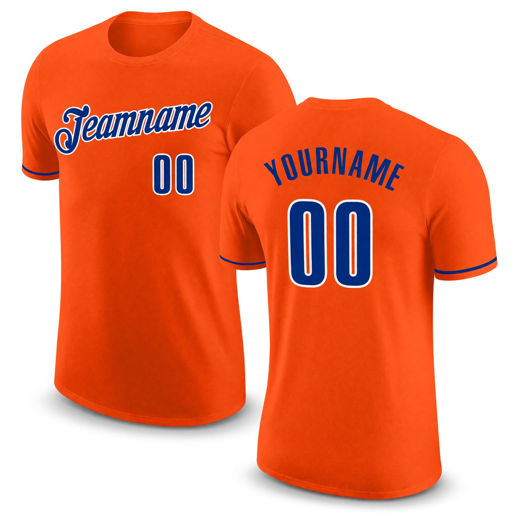 Custom Orange Royal-White Performance T-Shirt