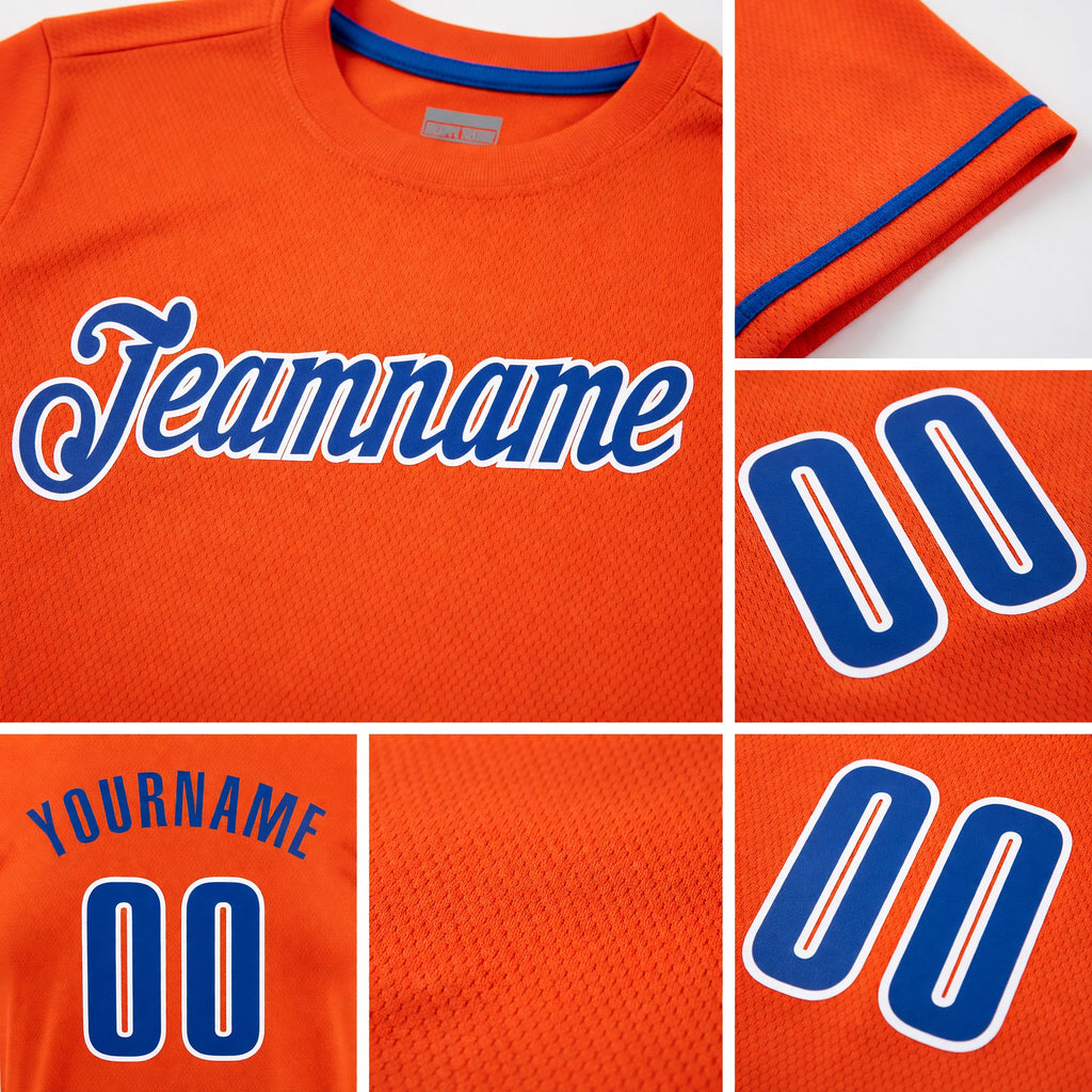 Custom Orange Royal-White Performance T-Shirt detail