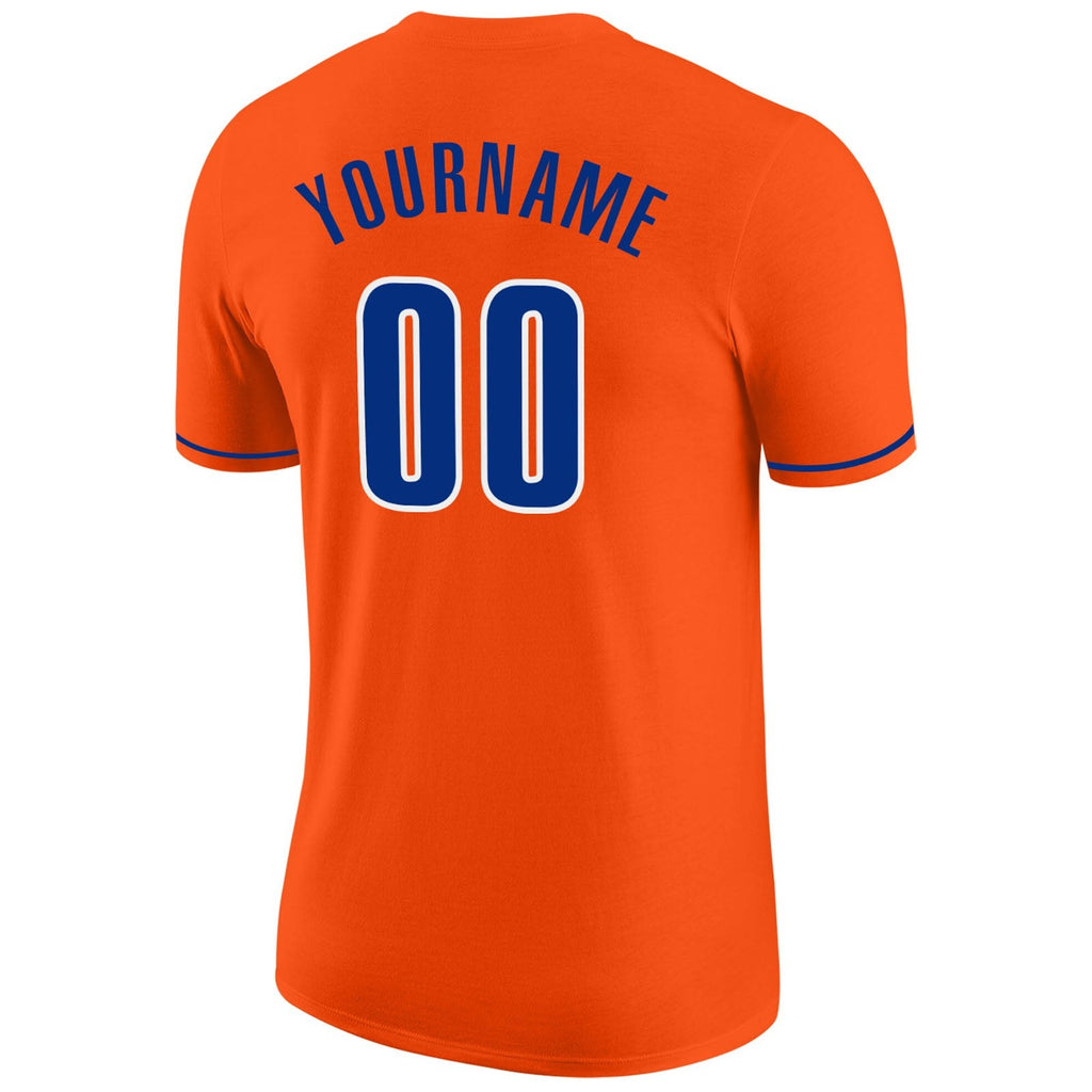 Custom Orange Royal-White Performance T-Shirt photo 4