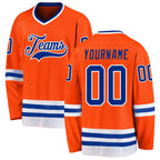 Custom Orange Royal-White Hockey Jersey