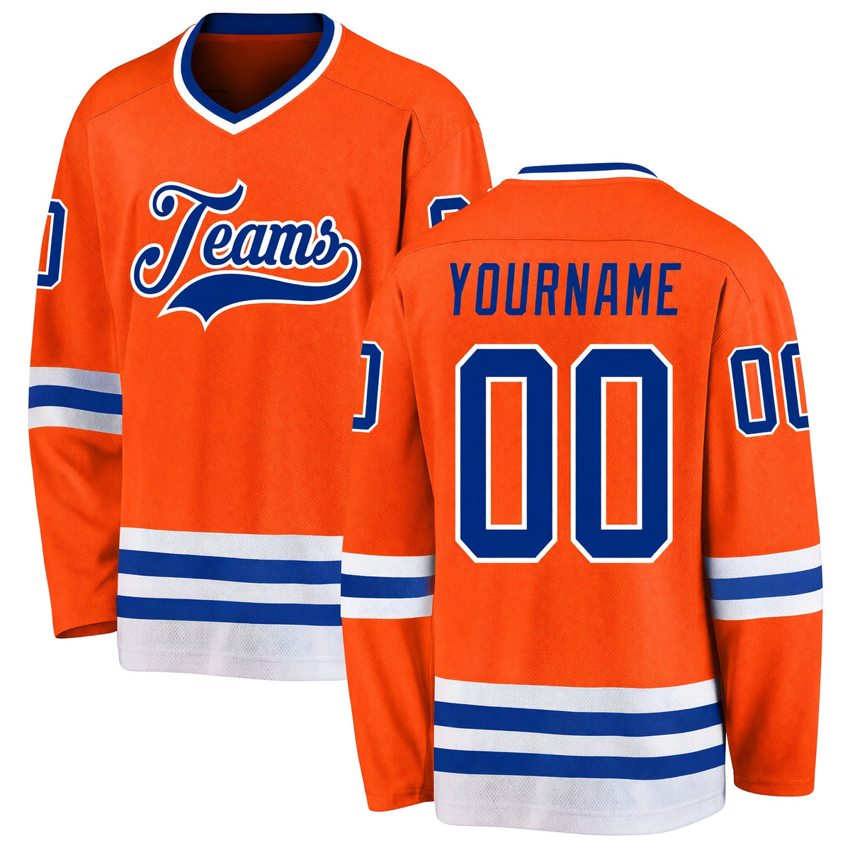 Custom Orange Royal-White Hockey Jersey