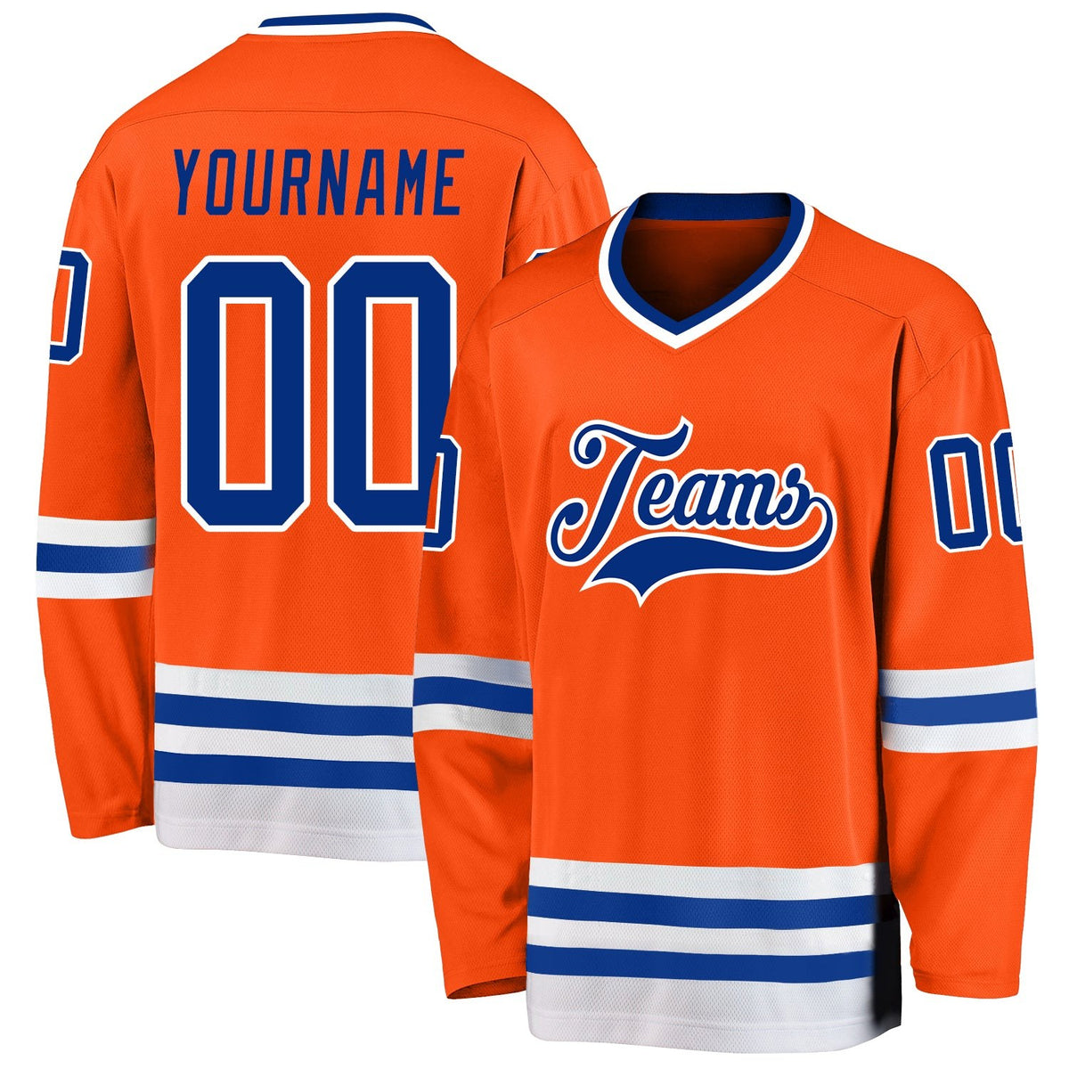 Custom Orange Royal-White Hockey Jersey photo 1