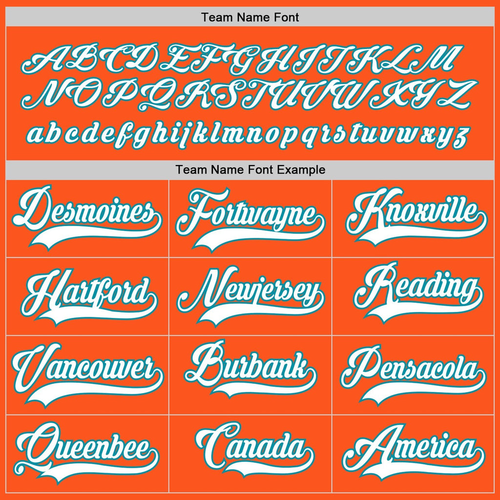 Custom Orange White-Teal Hockey Jersey photo 3