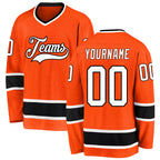 Custom Orange White-Black Hockey Jersey
