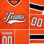 Custom Orange White-Black Hockey Jersey detail