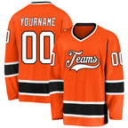 Custom Orange White-Black Hockey Jersey photo 1