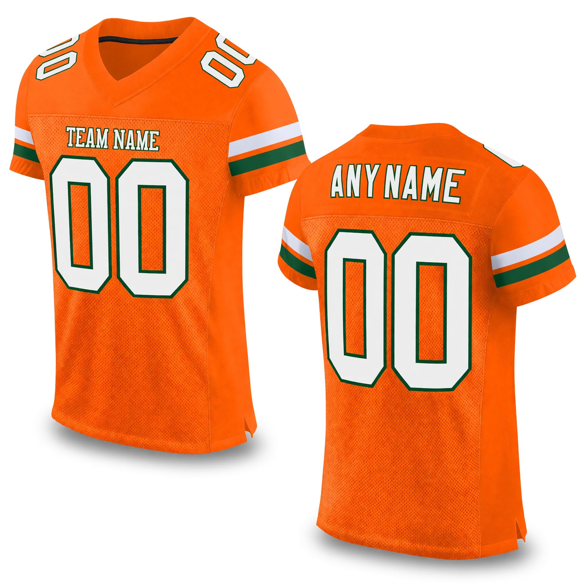 Custom Orange White-Green Mesh Authentic Football Jersey