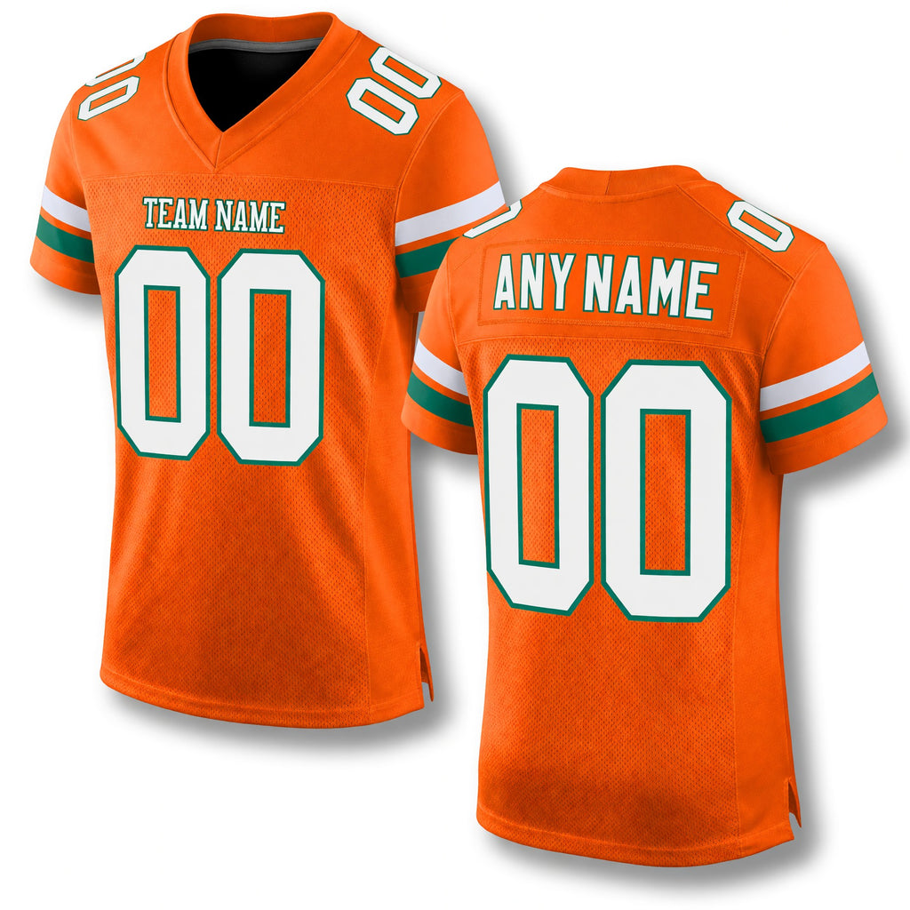 Custom Orange White-Kelly Green Mesh Authentic Football Jersey