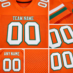 Custom Orange White-Kelly Green Mesh Authentic Football Jersey detail